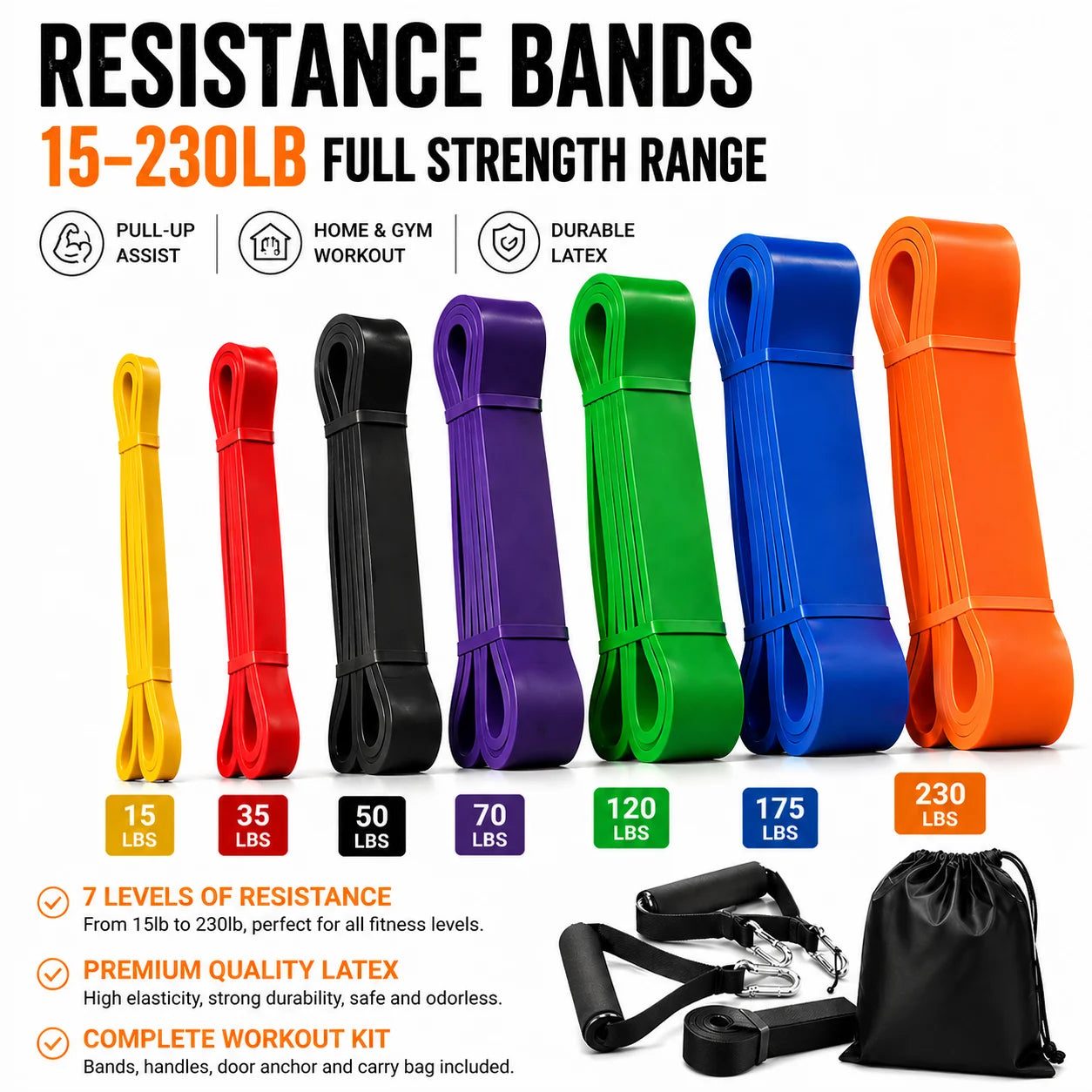  Pull up Assistance Band Exercise Bands Fitness Resistance Bands Set for Strength Training Home Workout Yoga Gym Pull-Up Band