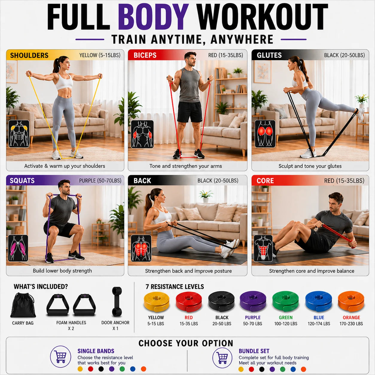  Pull up Assistance Band Exercise Bands Fitness Resistance Bands Set for Strength Training Home Workout Yoga Gym Pull-Up Band